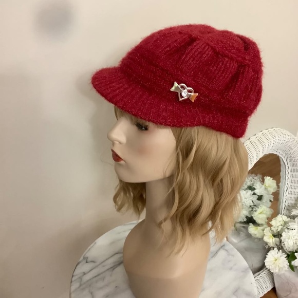 NWT Lined Cherry Red Cap - fits average - Picture 1 of 6